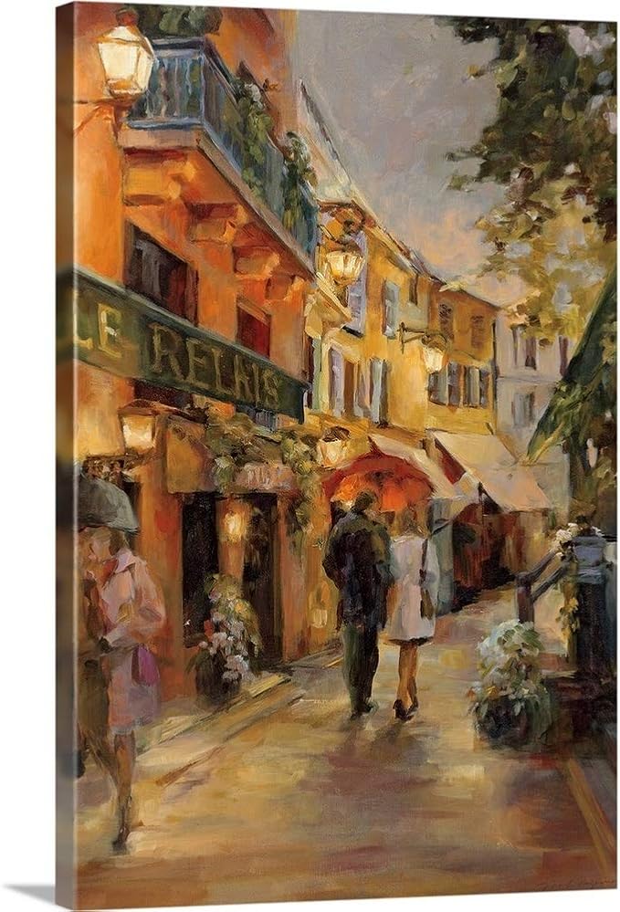 CANVAS ON DEMAND Evening in Paris Canvas Wall Art Print by Marilyn Hageman, Traditional, Home Decor, Street Scene Artwork, Nature Artwork, 20" x30in
