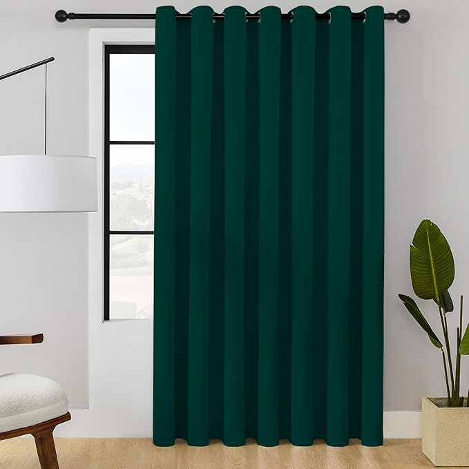 ChrisDowa Room Divider Curtain 84 Inches Long, Wide Blackout Sliding Door Curtain for Bedroom, Room Darkening Privacy Window Curtain for Patio Door (1 Panel Set, Forest Green, 100 x 84 Inch)