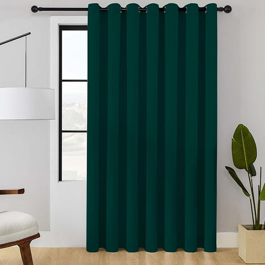 ChrisDowa Room Divider Curtain 84 Inches Long, Wide Blackout Sliding Door Curtain for Bedroom, Room Darkening Privacy Window Curtain for Patio Door (1 Panel Set, Forest Green, 100 x 84 Inch)