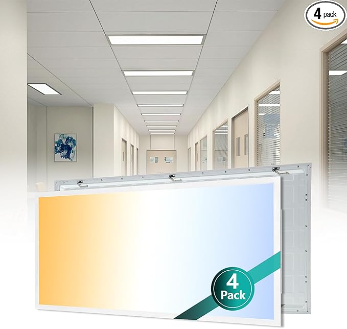 2x4 LED Flat Panel Light for Drop Ceiling, 6600LM, 0-10V Dimmable, 40W/50W/60W Selectable, 4CCT 3000K/4000K/5000K/6000K, ETL Listed, 100-277V, 4 Pack
