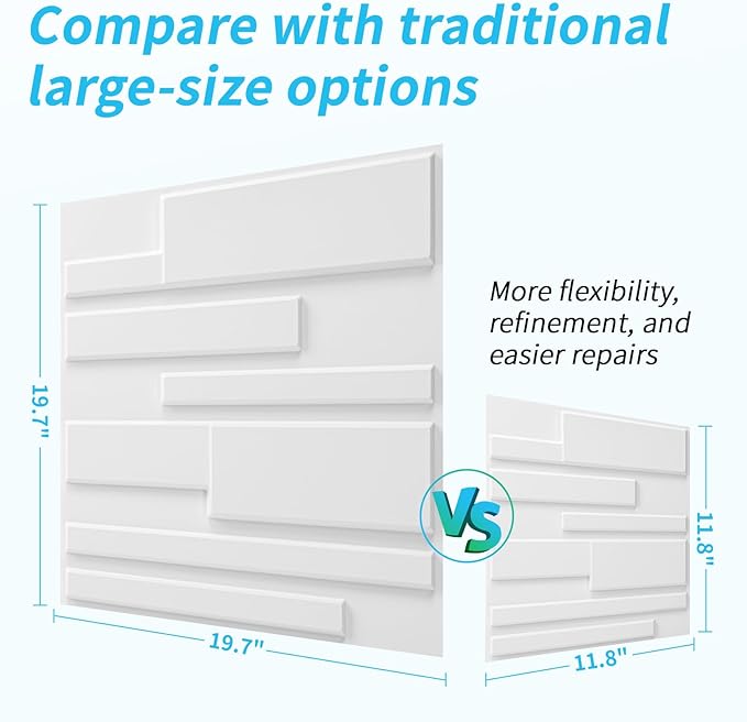Art3d 20 Pack Decorative 3D Wall Panels, 19 Sq.Feet PVC Interior Wall Décor, 11.8"x11.8", White