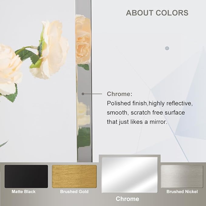 ANDY STAR Chrome Bathroom Mirror, 30x40 Inch Large Polished Chrome Mirror, Rectangle Mirror for Bathroom with Unique Wavy Design Ideal for Home Decor, Rust-Proof Stainless Steel 1” Frame