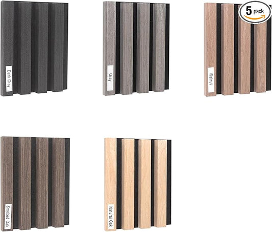 NeatiEase Wood Wall Panels Color Samples Pack, Acoustic Slat Wall Panels for Interior Wall Decor and Noise Reduction, Decorative Slat Wall Paneling