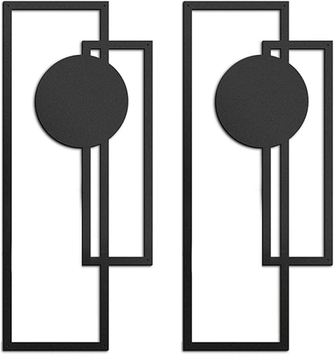 Lawnrden Geometric Wall Decor, 2PCS Metal Wall Decor 15.75x6.69 Inch Black Minimalist Art Modern Geometric Hanging Abstract Sculptures for Living Room Home