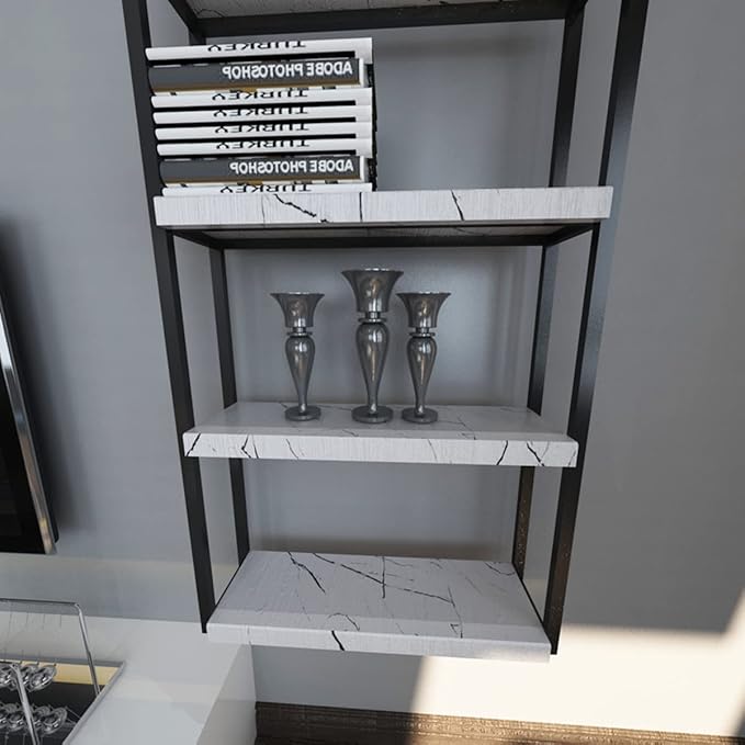 48x197inch Extra Wide Black White Marble Wallpaper Peel Stick Glossy Thick Waterproof Furniture Sticker Granite Look Contact Paper DIY Wall Sticker Self-Adhesive Countertop Vinyl Wrap for Kitchen