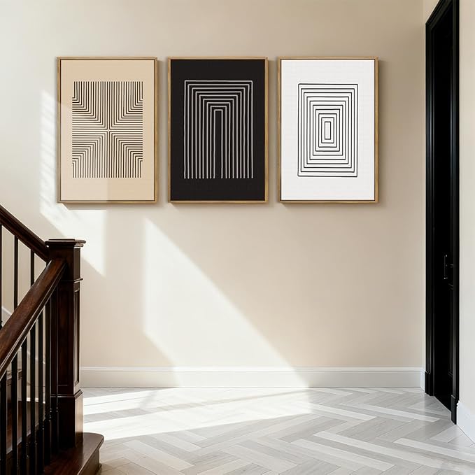 Anyzal Abstract Modern Wall Art Framed Brown and Black Illustration Wall Decor Minimalist Neutral Art Prints for Living Room Bedroom Office 16x24 Inch 3 Pieces