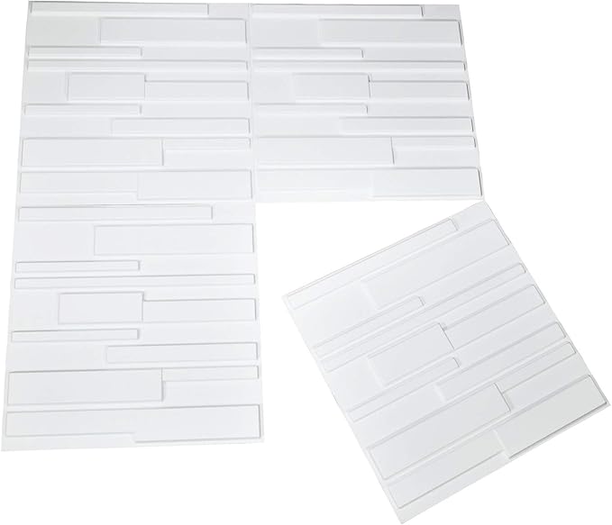 Art3d 19.7" x 19.7" (Pack Of 12) Wall Panel 3D Rectangle, White