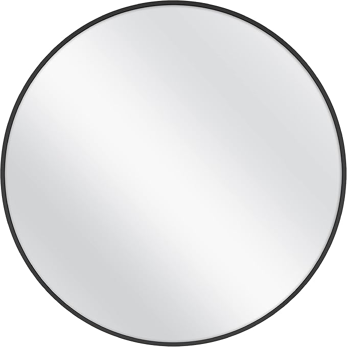 MCS Master & Co. 37.75in Round Metal Black Mirror, Modern Wall Hanging Large Mirror for Bathroom, Bedroom & Livingroom