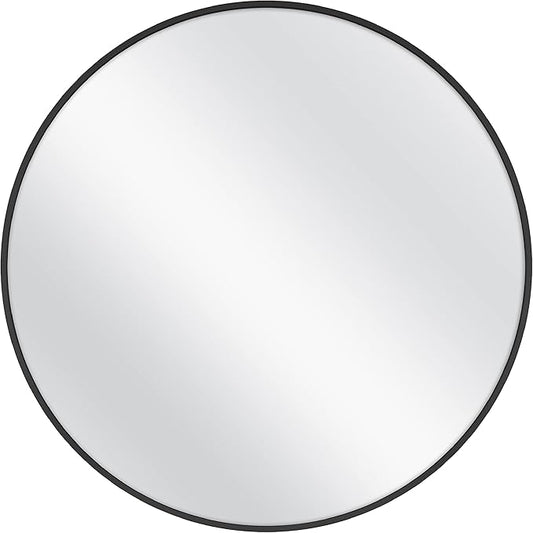 MCS Master & Co. 37.75in Round Metal Black Mirror, Modern Wall Hanging Large Mirror for Bathroom, Bedroom & Livingroom