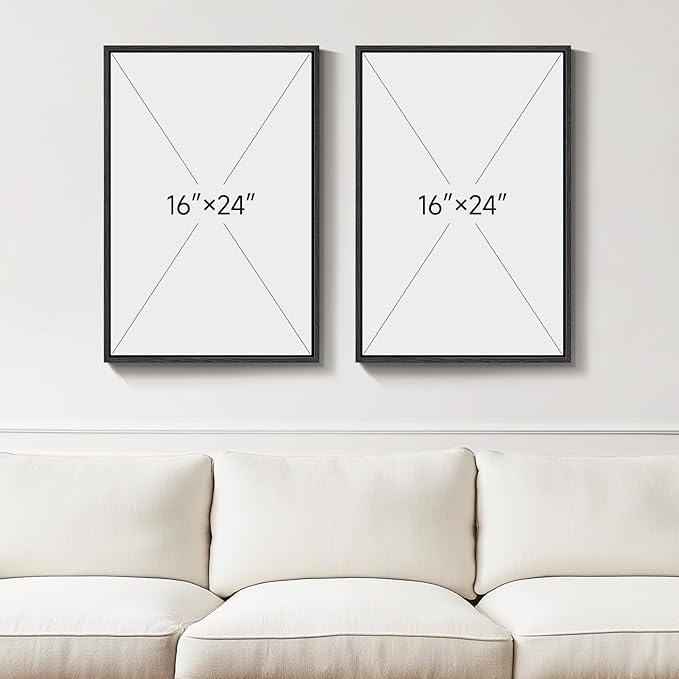 Large Framed Neutral Abstract Floral Wall Art, Set of 2 Black and Beige Modern Canvas Prints Paintings Artwork for Walls, Minimalist Pictures for Living Room, Dining Room, Bedroom Wall Decor 24x36 In