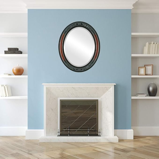 OVALCREST Oval Beveled Wall Mirror for Home Decor - Florence Style - Rosewood - 44" x 34"