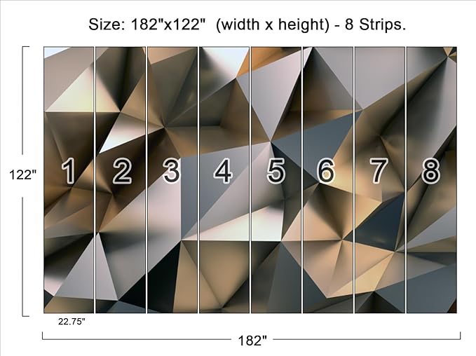 Cliouar-Metal Polygon Geometry Wall Mural Wallpaper for Bedroom Living Room 182" x 122" (Not Self Adhesive)