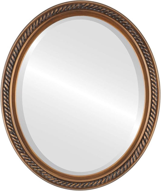 OVALCREST Oval Beveled Wall Mirror for Home Decor - Santa Fe Style - Sunset Gold - 18x22 Outside Dimensions