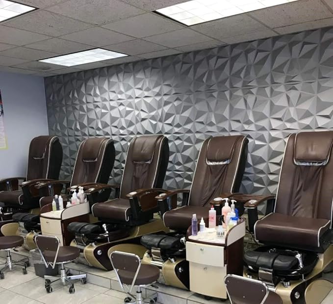 Art3d 3D Paneling Textured 3D Wall Design, Grey Diamond, 19.7" x 19.7" (12 Pack) (Matt Grey)