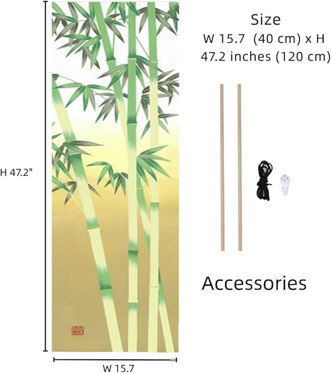 Japanese Hanging Scroll Wall Art Vertical Tapestry - W15.7xH47.2" - Feng Shui & Lucky Symbols for Home, Office Decor - HD Print- Bamboo | CTT-14