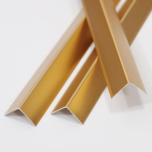 Aluminum Corner Guards, Peel and Stick L-Shaped Molding Trim for Wall Table Door Frame Protection and Decoration (Matte Gold, 3Pcs x 4.26ft x 0.8in)