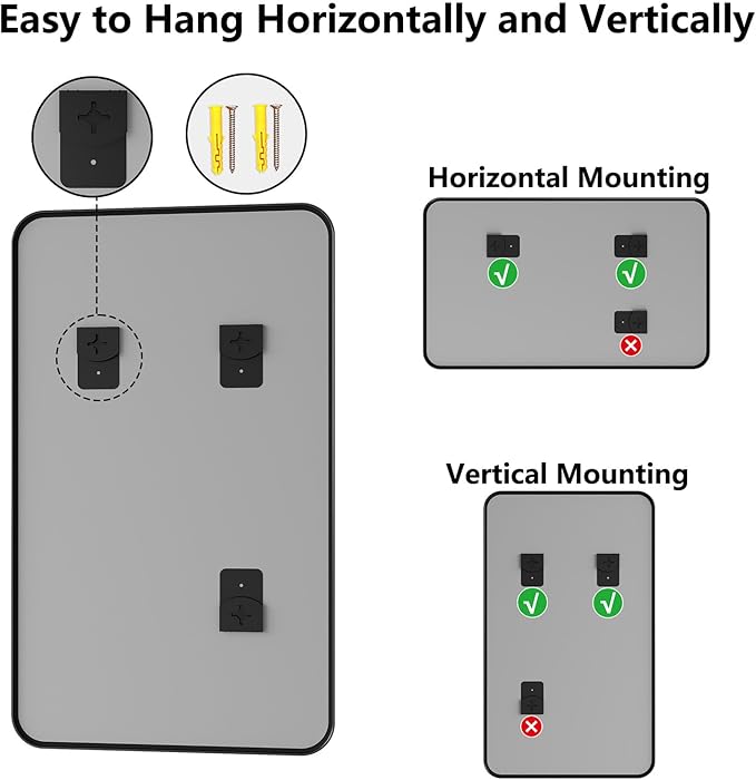 Bathroom Mirror, 30X50 Inch Black Metal Framed Mirror for Bathroom, Tempered Glass, Anti-Rust, Rounded Rectangle Mirror for Restroom, Bedroom, Black