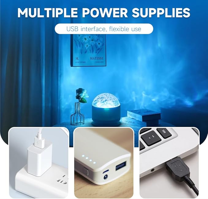 2 Scene Aurora and 3D Water Ripple Projector Light, 2025 Ocean Wave Light with Remote, 16 Color LED Aurora Lights Projector Bedroom, USB Rechargeable Night Lights for Christmas (16 Color USB Plug in)