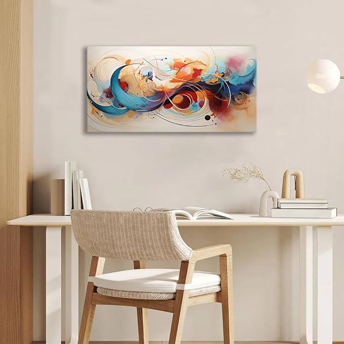 BYXART Abstract Wall Art for Living Room Colorful Canvas Artwork For Bedroom Painting Multicolor Prints Picture for Bathroom Home Office Decoration 40L x 20W