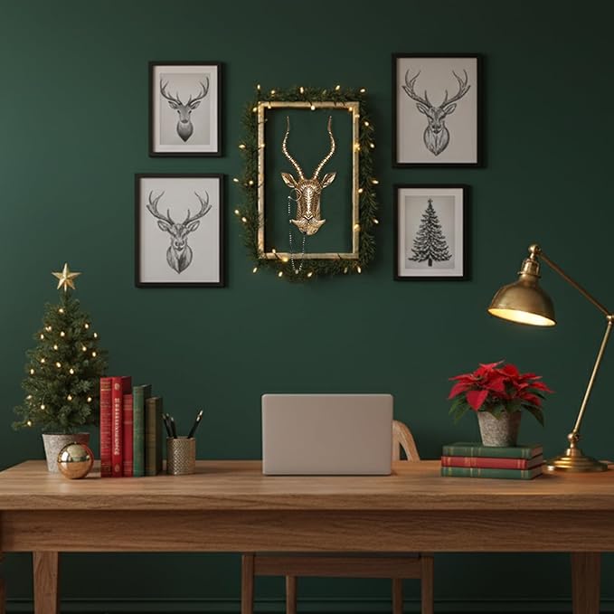 Newinhome Animal Heads Wall Decor (Includes Metal Frame) Resin Animals Sculptures Head Wall Hanging Decoration Gold vintage Wall Sculpture for Living Room Bedroom Office(Antelope)