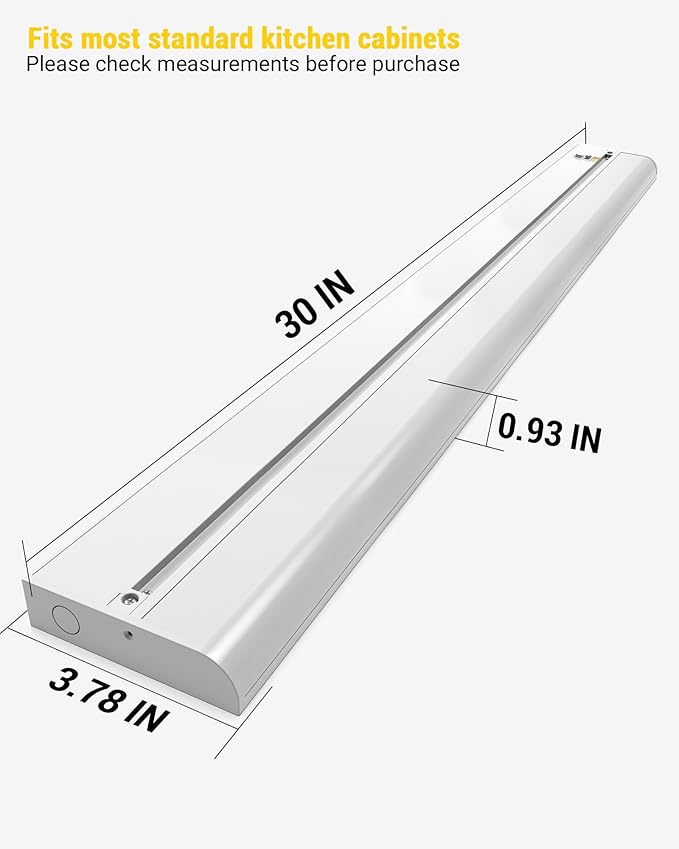 30 Inch LED Under Cabinet Lighting, Hardwired & Plug in, Linkable, Dimmable, 3CCT Selectable Kitchen Cabinet Light, CRI93