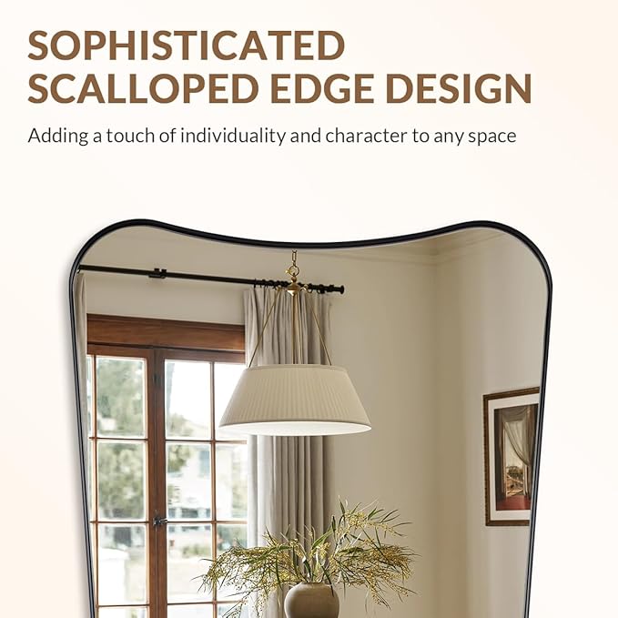 ANDY STAR Matte Black Bathroom Vanity Mirror, 22x30 Inch Irregular Mirror for Wall, Asymmetrical Mirror for Bathroom, Unique Shape Decorative for Powder Room, Entryway