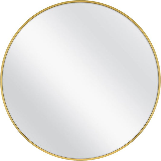 MCS Master & Co. 37.75in Round Metal Brass Mirror, Modern Wall Hanging Large Mirror for Bathroom, Bedroom & Livingroom
