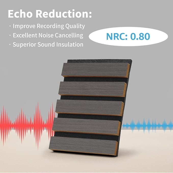 Art3dwallpanels Wood Slat Wall Panel, 108'' x 13'' Wood Panels for Wall 2 Pack 3D Soundproof Wall Panels, Large Acoustic Panels for Interior Ceiling and Wall Decor Noise Reduction,Smoky Wood