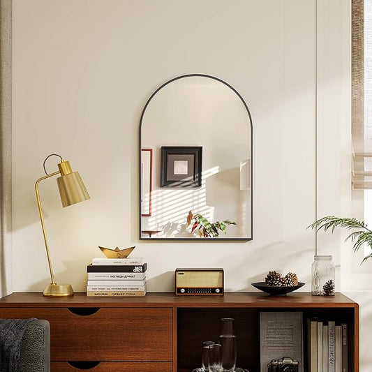 16x24 Arch Wall Mirror, Black Bathroom Mirrors for Over Sink, Metal Frame Wall Decor for Entryway, Bedroom, Living Room