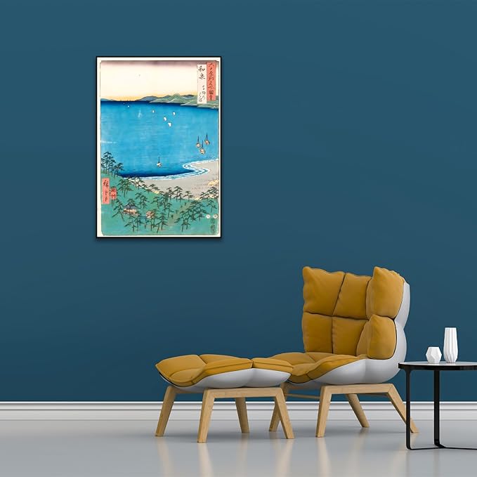 OKRA Utagawa Hiroshige Canvas Wall Art - Takashi Beach Poster - Famous Places In More Than Sixty Prefectures of Japan - Asian Print Traditional Japanese Wall Decor Unframed