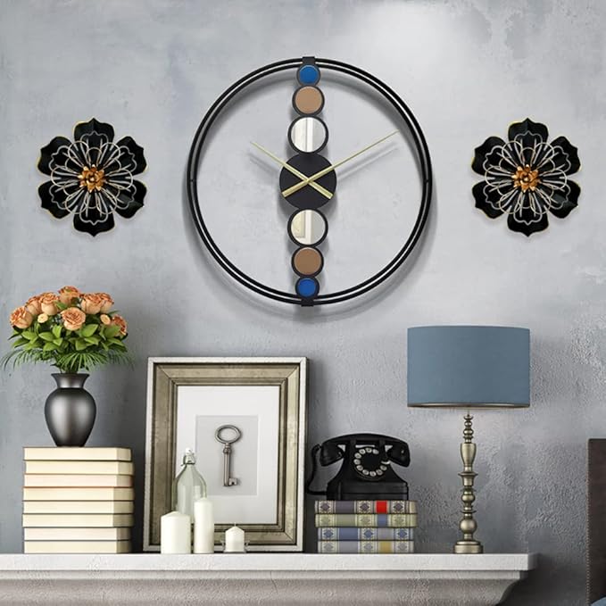 Metal Flower Wall Art Decor, 8.3" Rustic Modern Floral Sculpture, Distressed Iron Wall Hanging Home Decoration Accent Artworks for Indoor Kitchen Bedroom Living Room Office Outdoor Garden Patio - 06