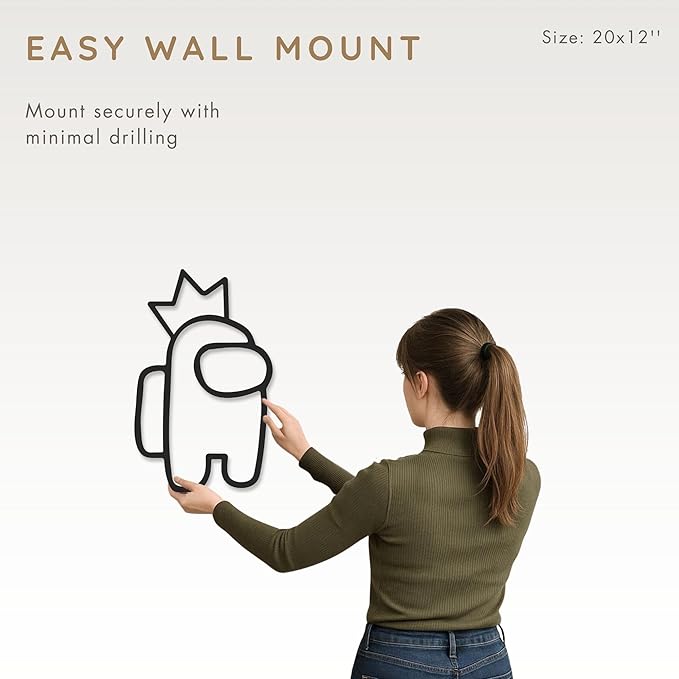 Wita Home Among Us Crowned LED Metal Wall Art, Neon Style Light Sculpture for Kids Room or Gaming Setup, Colorful Backlit Decor for Bedroom, Playroom, or Game Room (20x12 inches)