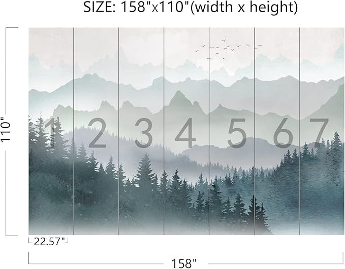 Cliouar-Mountain Peaks Woods Bedroom Living Room Decoration Mural Wallpaper 158" x 110"(Not Self-Adhesive)