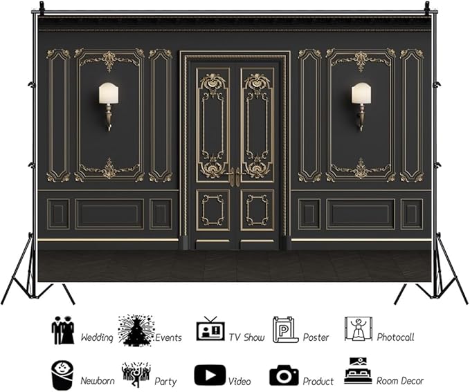 Leyiyi 5x3ft Vintage Room Inside Backdrop European Frame French Door Modern Castle House Cementery Wall Vintage Lantern Photo Background Cowboy Kids Birthday Portrait Studio Prop Vinyl Wallpaper