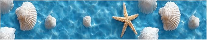 Coastal Seashell Wallpaper Border 196x4 Inch Peel and Stick Wall Border Self Adhesive Starfish Beach Removable Vinyl Trim for Living Room Bedroom Bathroom Kitchen Cabinet Decoration