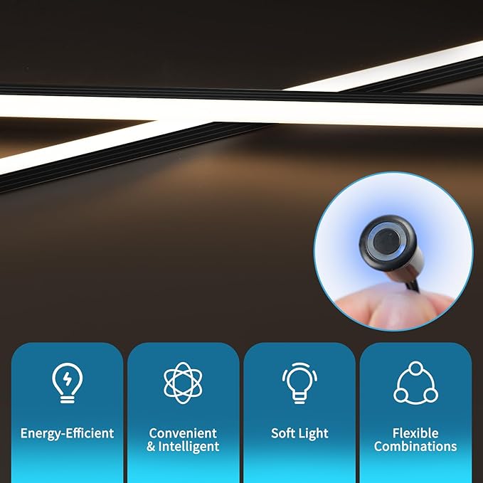 Art3d LED Recessed Lighting Kit - 6pcs Self-adhesive White LED Light with Smart Switch, 3000k Touching Switch Light for Wood Slat Wall Panels, Headboards, Stairs, Home decor, Under Cabinet Strip Light