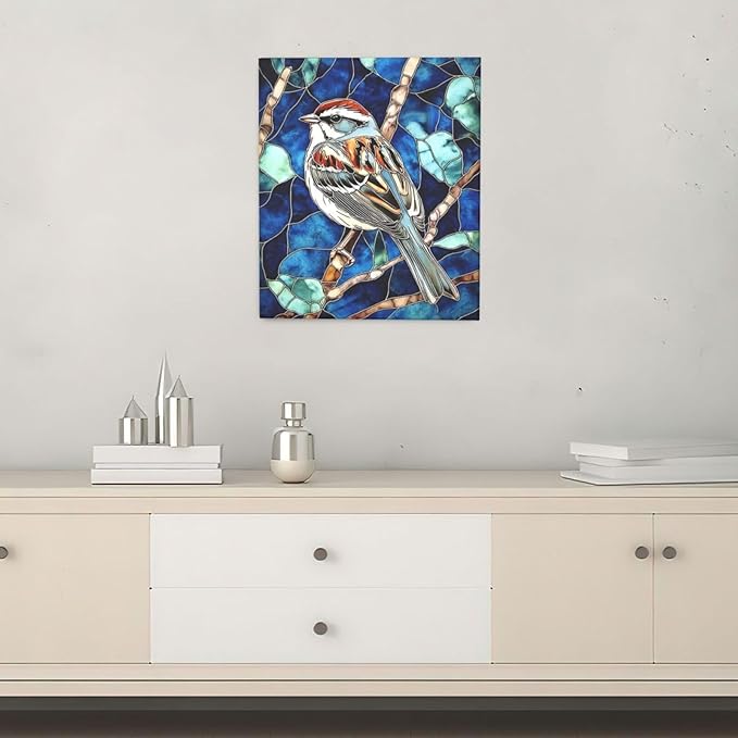 Bird Wall Art For Woman Cute Sparrow Nursery Canvas Wall Decor Vintage Aesthetic Pictures Paintings Prints Artwork Framed Decorations For Bathroom Bedroom Living Room Office Gifts 20" x 24"