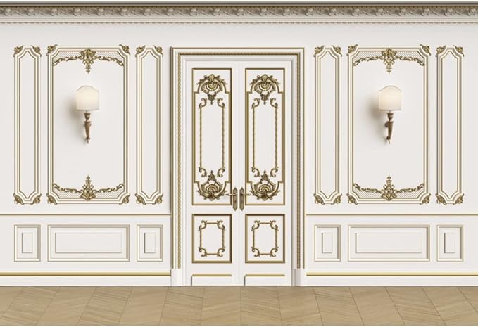 Leyiyi 15x10ft Vintage Room Inside Backdrop European Frame French Door Modern Castle House Cemetery Wall Empty Building Photo Background Cowboy Kids Birthday Portrait Studio Prop Vinyl Wallpaper