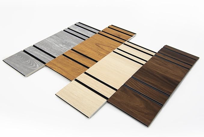 Art3d 4-Pack Glue-On Wall Panels, Wood Grain Texture Interior Wall Decor, 104"x12" Recycled Polystyrene Wainscoting Panels, Low Emission for Living Room Bedroom,Earth Sample