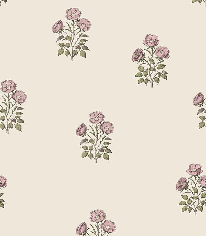 17.3”×393.7” Vintage Floral Wallpaper Retro Rose Flower Contact Paper for Cabinets Self Adheisve Floral Wallpaper for Bedroom Accent Wall Cabinets