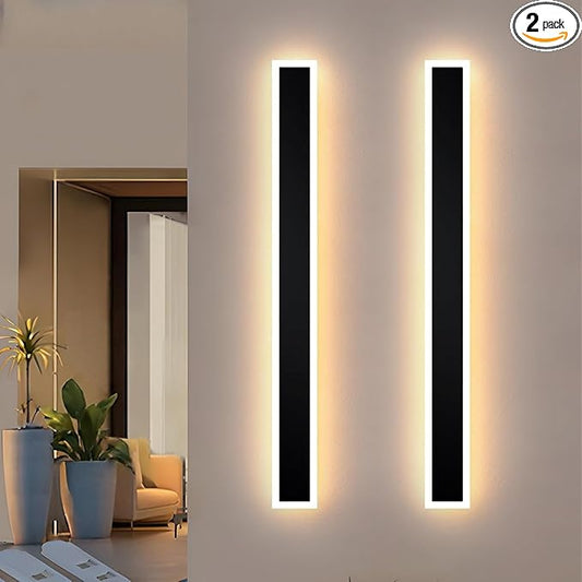 2 Pack 57.0 inch Modern Led Outdoor Wall Light, 3000K-6000K 10%-100% Dimmable Lights for Outside, IP65 Waterproof Wall Sconce Light with Remote Control for Porch,Hallway, Garage,Patio,Stairway,Yard