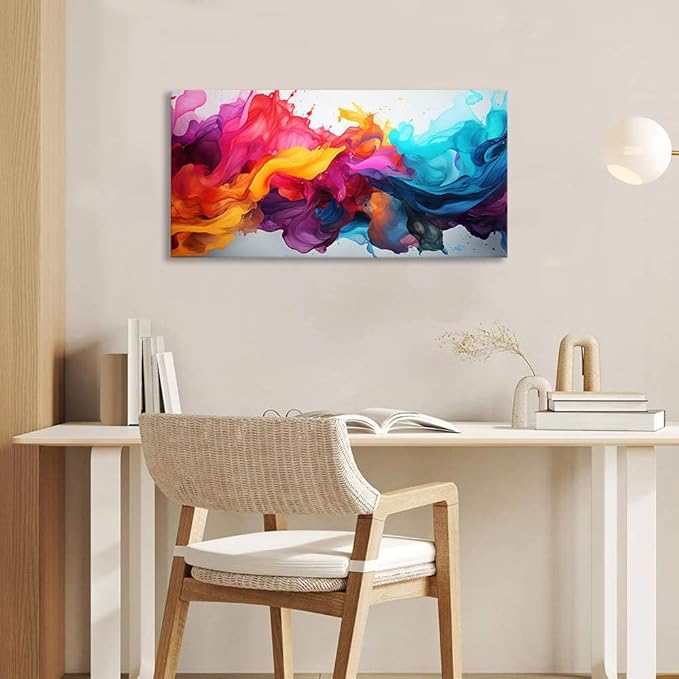 BYXART Abstract Canvas Wall Art for Living Room Colorful Artwork For Bedroom Fantasy Painting Multicolor Prints Picture for Bathroom Home Office Decoration 48L x 24W