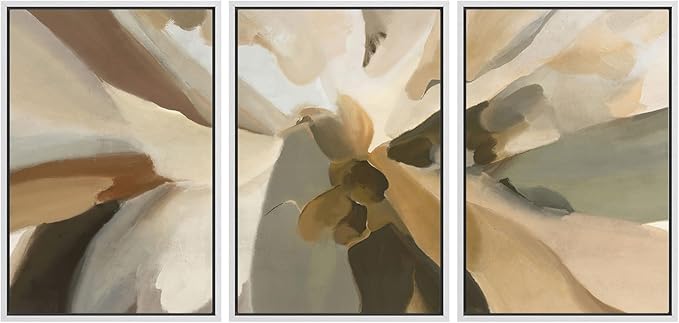 MUDECOR Framed Wall Art Print Set Minimalist Earthy Abstract Floral Illustrations Modern Art Boho Decorative Colorful Chic for Living Room, Bedroom, Office - 16"x24"x3 White