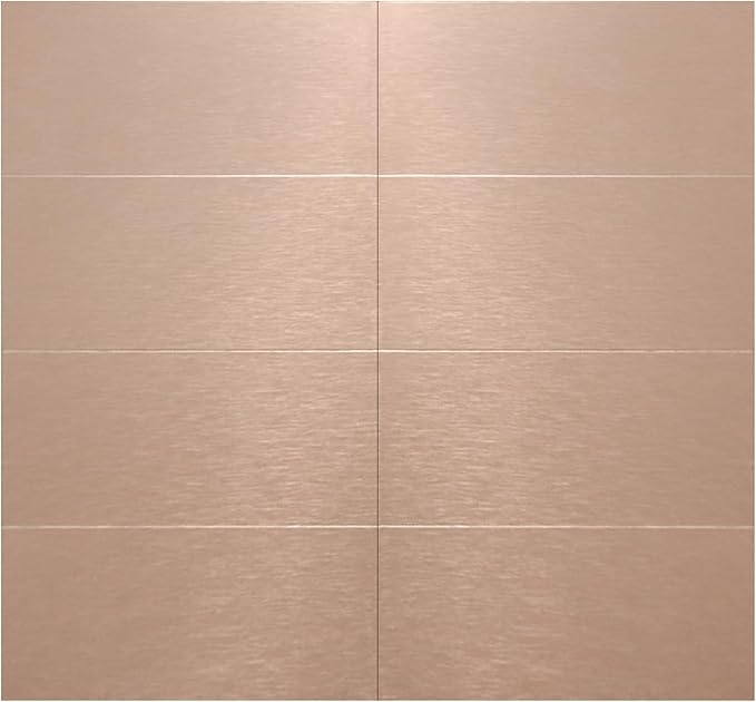 Aluminum Peel and Stick Backsplash Panels - 3"x6" Brushed Copper Kitchen Wall Decor, 80-Piece