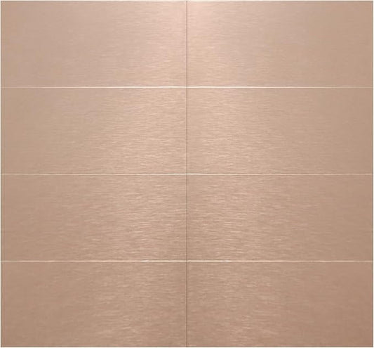 Aluminum Peel and Stick Backsplash Panels - 3"x6" Brushed Copper Kitchen Wall Decor, 80-Piece
