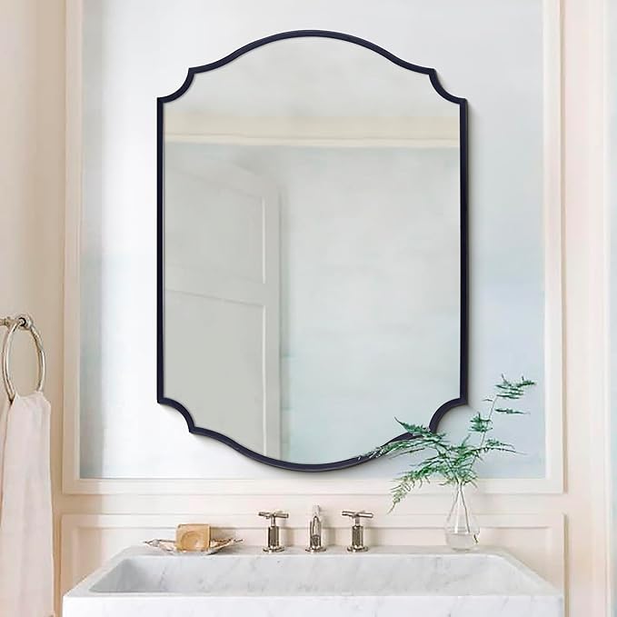 Chende Large Arched Mirror Wll Decor, 40'' x 28'' Black Wall Mirror with Metal Frame for for Home Decor Entryway, Dining Room, Mantel