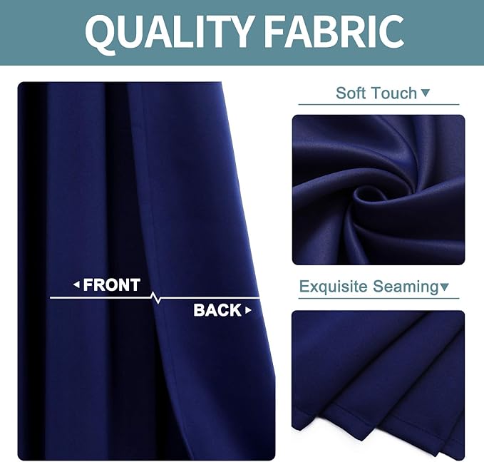 ChrisDowa Grommet Blackout Curtains for Bedroom - Thermal Insulated Room Darkening Curtains for Living Room (1 Panel Set, Navy Blue, 52W x 95L)