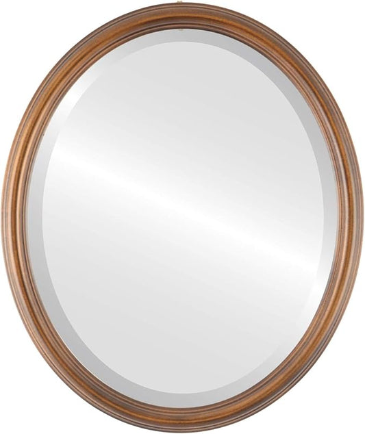 OVALCREST Oval Beveled Wall Mirror for Home Decor - Saratoga Style - Sunset Gold - 22x26 Outside Dimensions