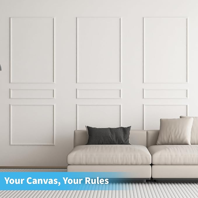 Art3d Premade Peel and Stick Door Moulding Trim Kit, Self-Adhesive Paintable Wainscoting Panels for Frame Decor & Wall Accents, 1 Set-3 Frames