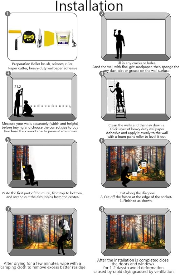 Autumn Sunshine in The Woods Wallpaper, Natural Landscape Mural, Modern Living Room Bedroom Backdrop Wall Mural(Non-self-Adhesive)